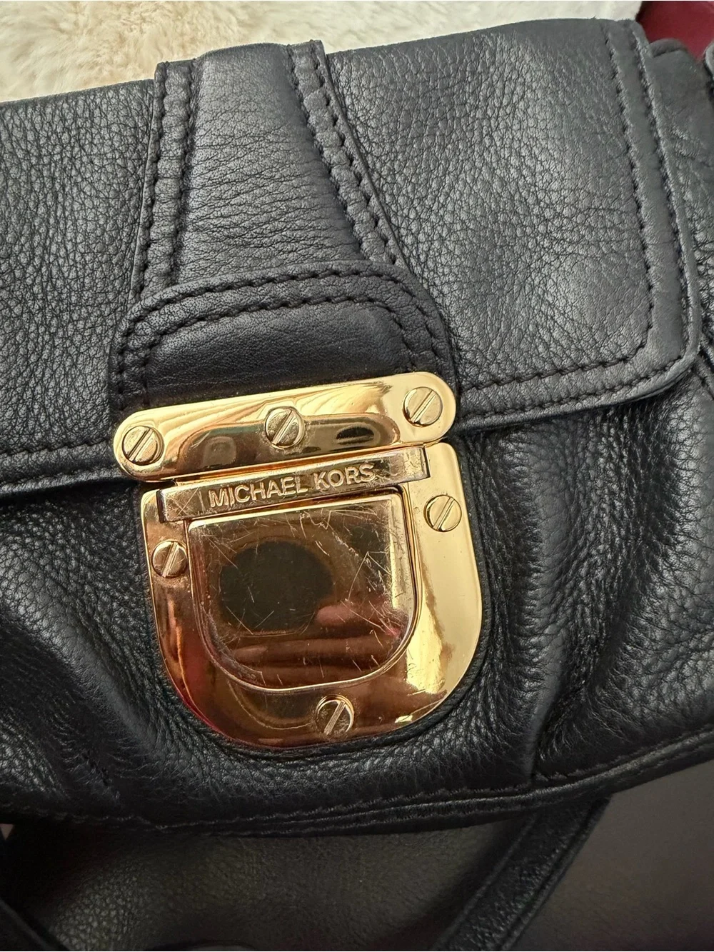 Vintage Michael Kors Charlton Small Crossbody Bag Black Pebbled Leather